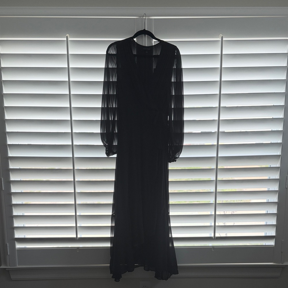 Banana Republic Black Long Sleeve Maxi Wrap Dress